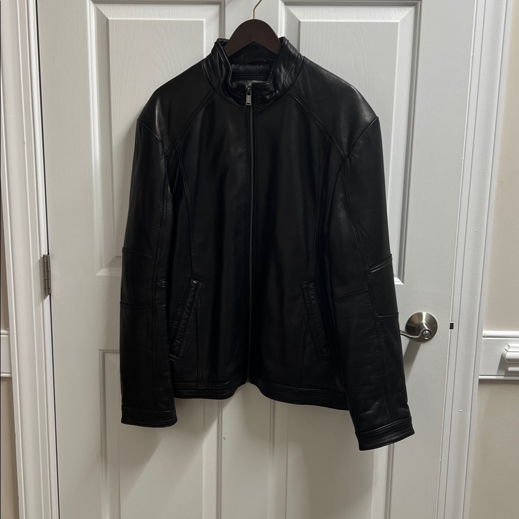 Boston Harbour Mens Black Leather Jacket New Zealand Lamb Size Xl Nwot
